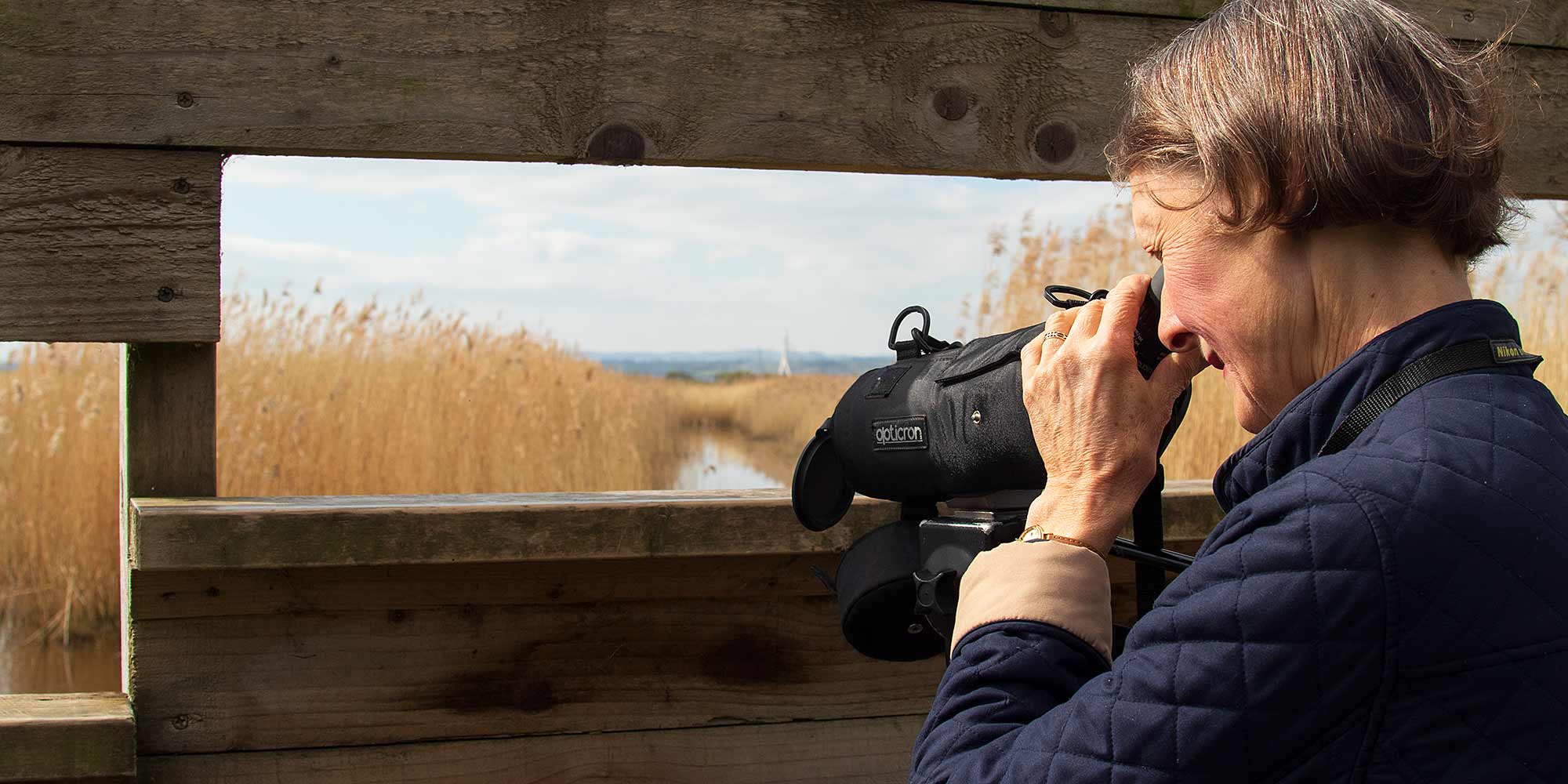 Birdwatcher at Burton Mere Wetlands